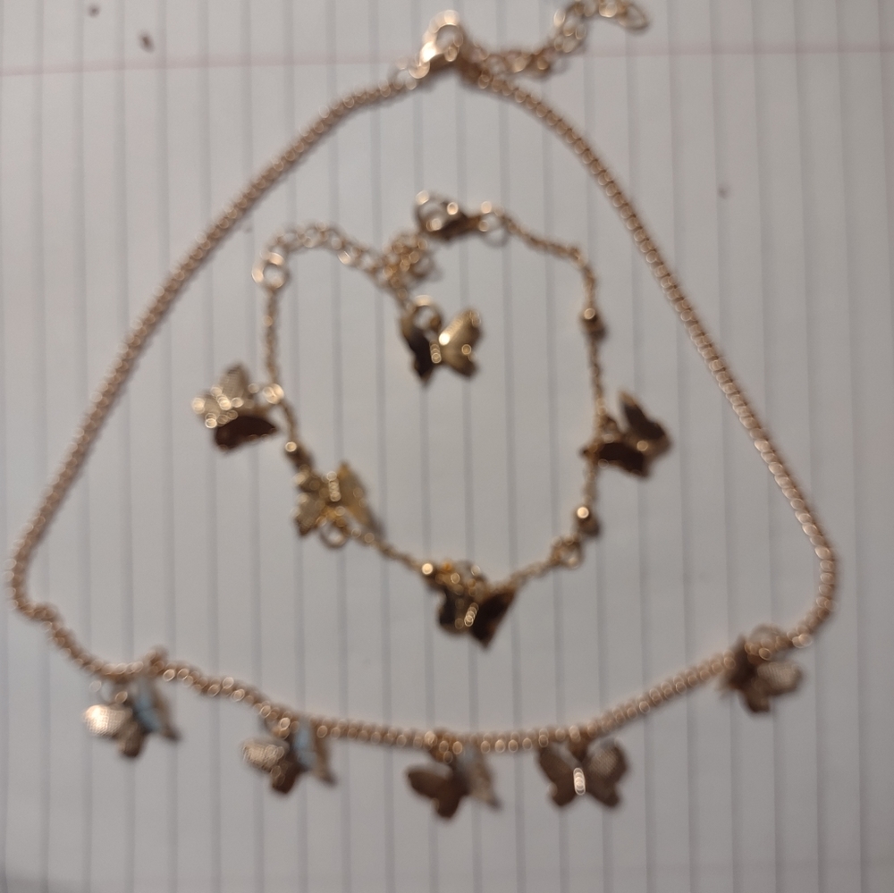 Butterfly charm chocker and bracelet